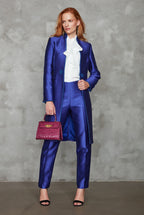 Purple/Royal Dress Coat in Plain Brocade with Cord Trim and Frogging - Vicky
