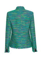 Bright Green and Multi-Coloured Striped Tweed Jacket - Diana