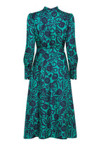 Cleo Dress in Navy/Green Rose Print
