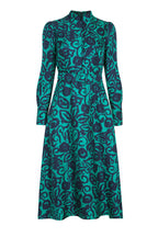Cleo Dress in Navy/Green Rose Print