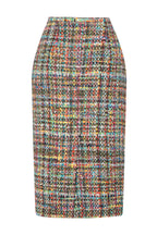 Longer Length Penelope Skirt in Green/Multi Tweed