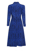 Nadia Dress in Blue/Navy Diamond Print