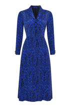 Nadia Dress in Blue/Navy Diamond Print