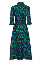 Naomi Dress in Navy/Green Iris Print