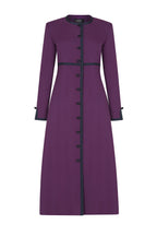Sienna Coat in Aubergine Wool Faille