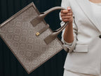 Aurora Compact Logo Jacquard Print Tote Bag - Beige/Taupe