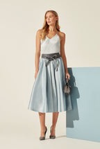 Silk Satin Top in Pale Grey Satin - Cami