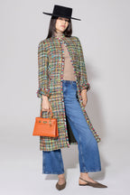 Claire Coat in Green/Multi Tweed