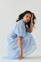 Sof Dress in Sky/Multi Spot Chiffon
