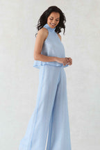 Stephie Top in Sky/Multi Spot Chiffon