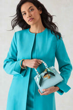 Vanya Coat in Topaz Wool Faille