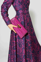 Cleo Dress in Navy/Wine Rose Print