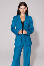 Paloma Trousers in Petrol Wool Faille