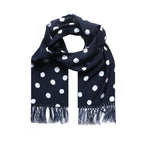 Large Spot Silk Scarf - Navy/White