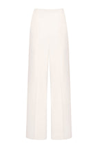 Wide Leg Trousers in Plain Ivory Crepe - Paloma