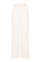 Wide Leg Trousers in Plain Ivory Crepe - Paloma