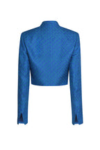 Royal Blue and Bright Green Printed Silk/Wool Short Jacket - Hermione