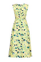 Sleeveless Longer Length Dress in Yellow Tulip Printed Cloqué Silk - Lettie