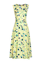 Sleeveless Longer Length Dress in Yellow Tulip Printed Cloqué Silk - Lettie