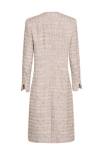 Tweed Dress Coat in Taupe/Ivory with Braid Edging - Vanya