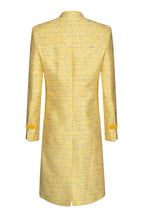 Yellow Dress Coat in Summer Slub Stripe with Self Trim and Frogging - Vicky