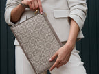 Small Pouch in Logo Jacquard Print - Beige/Taupe