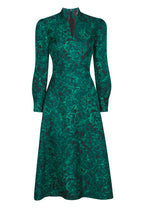 Long-Sleeved Midi-length Dress in Silk/Wool Matelassé - Sophie