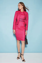 Fitted Edge-to-Edge Plain Raw Silk Jacket in Fuchsia Pink - Margo