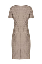Taupe Dress in Silk Slub Stripe - Angie