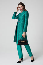 Peacock Dress Coat in Winter Brocade with Cord Trim and Frogging - Vicky
