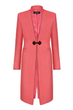 Coral Dress Coat in Summer Brocade with Cord Trim and Frogging - Vicky