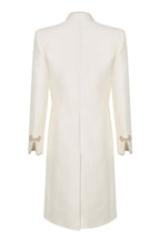 Ivory Dress Coat in Summer Brocade with Cord Trim and Frogging - Vicky