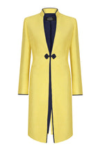 Yellow Dress Coat in Summer Brocade with Cord Trim and Frogging - Vicky