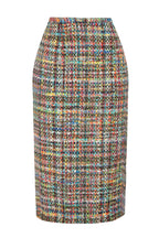 Longer Length Penelope Skirt in Green/Multi Tweed