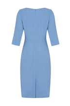 Angela Dress in China Blue Double Wool Crepe