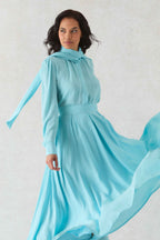 Denisa Blouse in Aqua Georgette