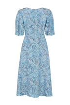 Letitia Dress in Sky Blue Paisley Printed Silk Cloqué