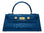A cobalt blue 'Croc' print Italian calf leather handbag with gold plated hardware and a top handle.