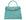 A large turquoise , ‘croc’ print Italian calf leather handbag with top handle, detachable strap and gold plated hardware.
