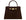 A large brown Italian leather, natural print handbag with gold hardware, a top handle with a detachable strap on a white background.