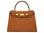 A large tan pebble print Italian calf leather handbag with top handle, detachable strap and gold plated hardware
