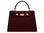 A wine-colored, pebble print Italian calf leather handbag with gold plated hardware, top handle and detachable strap in a structured design.