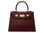 A wine-colored 'Croc' print Italian calf leather handbag with gold-plated hardware and a top handle.