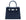 Medium navy blue natural grain Italian leather handbag with a hint of silver sparkle  with silver hardware, a top handle and a detachable strap on a white background