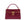 Maroon ‘lizard’ print Italian leather handbag with gold zipped closure and gold accents on a white background