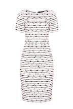 Black and White Summer Tweed Dress with Short Sleeves - Angie