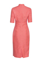 Scarlet Red Chevron Dress with Short Sleeves - Em