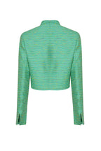 Waist-Length Jacket in Green with Multi Slub Stripe - Hermione