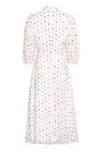 Embroidered Dot Chiffon Short-Sleeved Midi Dress with Flared Skirt - Sof