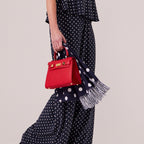 Large Spot Silk Scarf - Navy/White